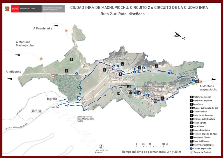 Machu Picchu circuit 2-A: Designed route