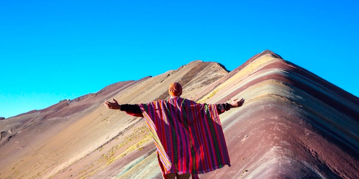 panoramic view of vinicunca mountain or rainbow mountain