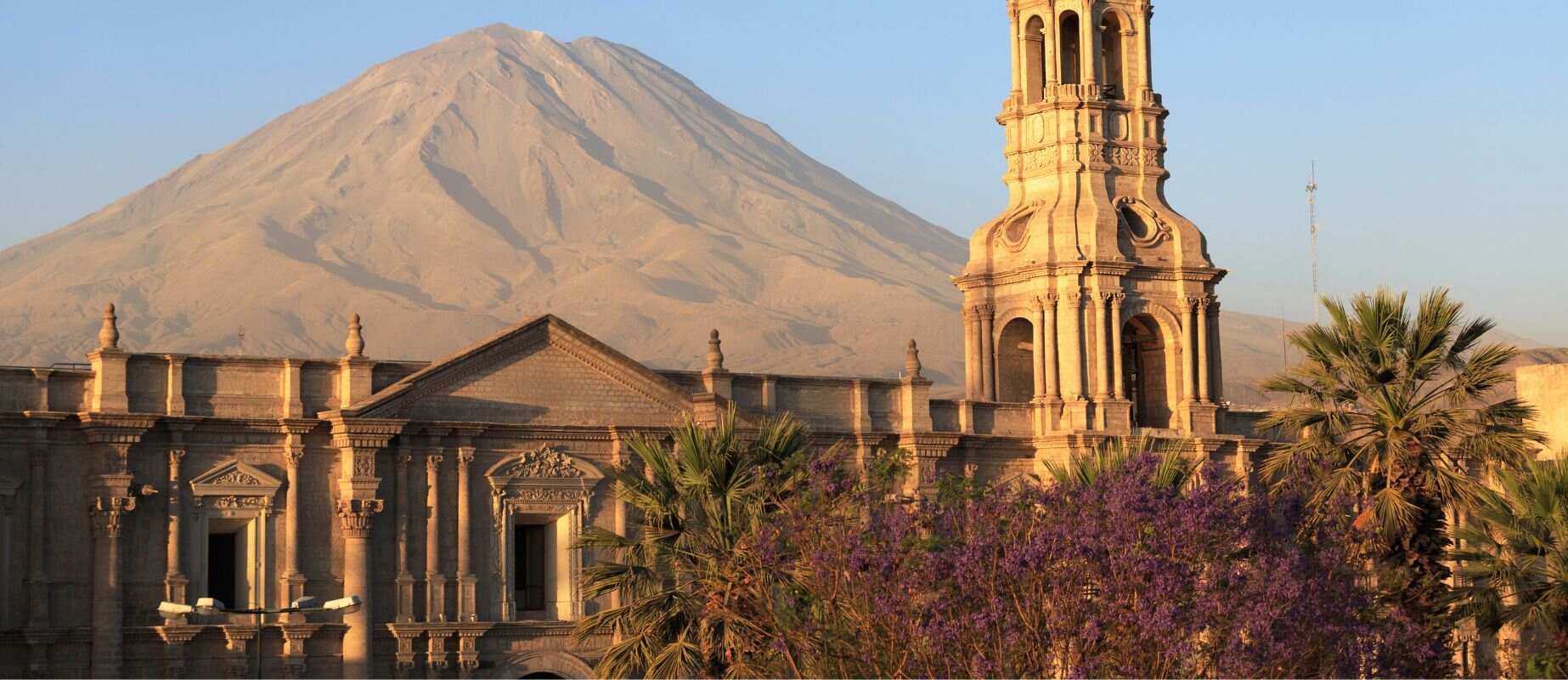 view of the Misti volcano from Arequipa's main square