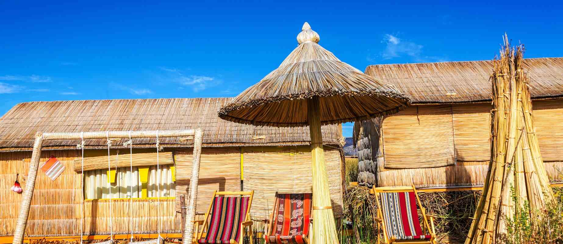 uros island on lake titicaca